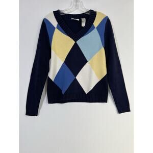 VTG Villager Liz Claiborne Argyle Knit Sweater Women’s Large Preppy